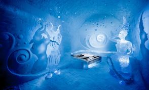 An ice room at the world famous Ice Hotel in Swedish Lapland