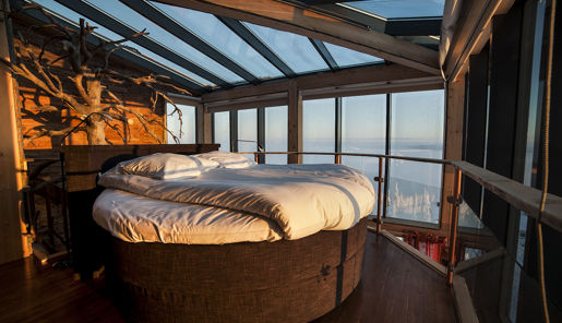 The bedroom at the Eagle View Suite, Hotelli Iso-Syöte, Finnish Lapland