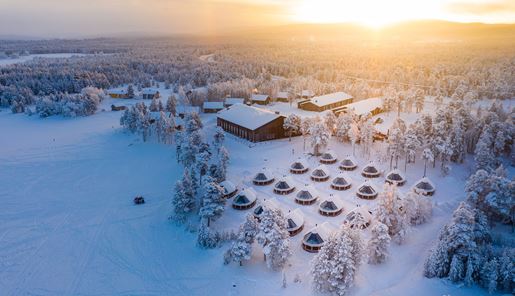 Wilderness Hotel Inari aerial view in winter