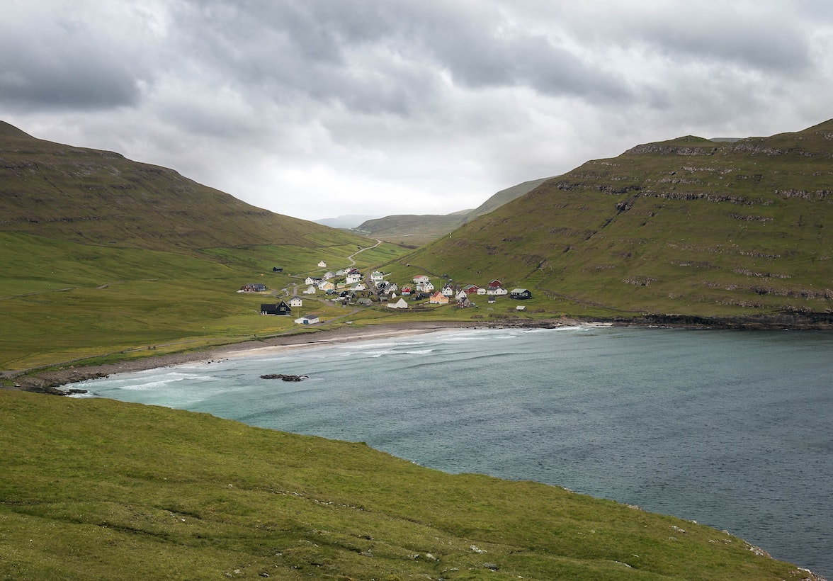 Village of Husavik Municipality in Sandoy, Faroe Islands