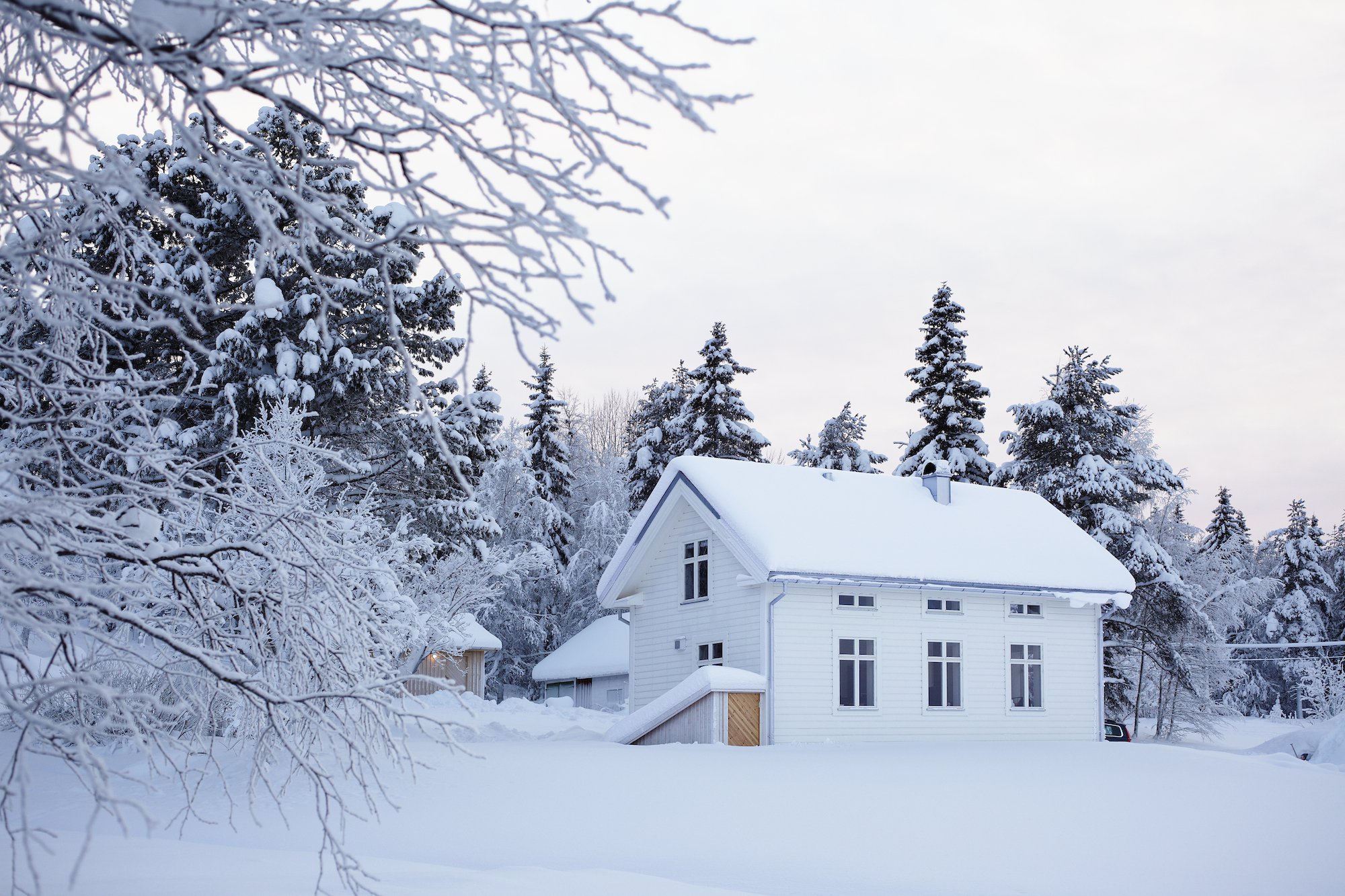 Tolonen House in winter, Art Hotel, Swedish Lapland
