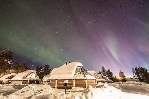 Aurora Hut at Wilderness Hotel Inari in Finnish Lapland in the winter