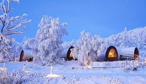 Kirkenes Wilderness cabins in winter in Norway