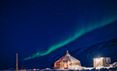 Northern lights over Camp Barentz in Spitsbergen on Svalbard