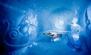 An ice room at the world famous Ice Hotel in Swedish Lapland