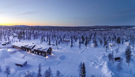 Panoramic view of the Northern Lights Ranch in Finland