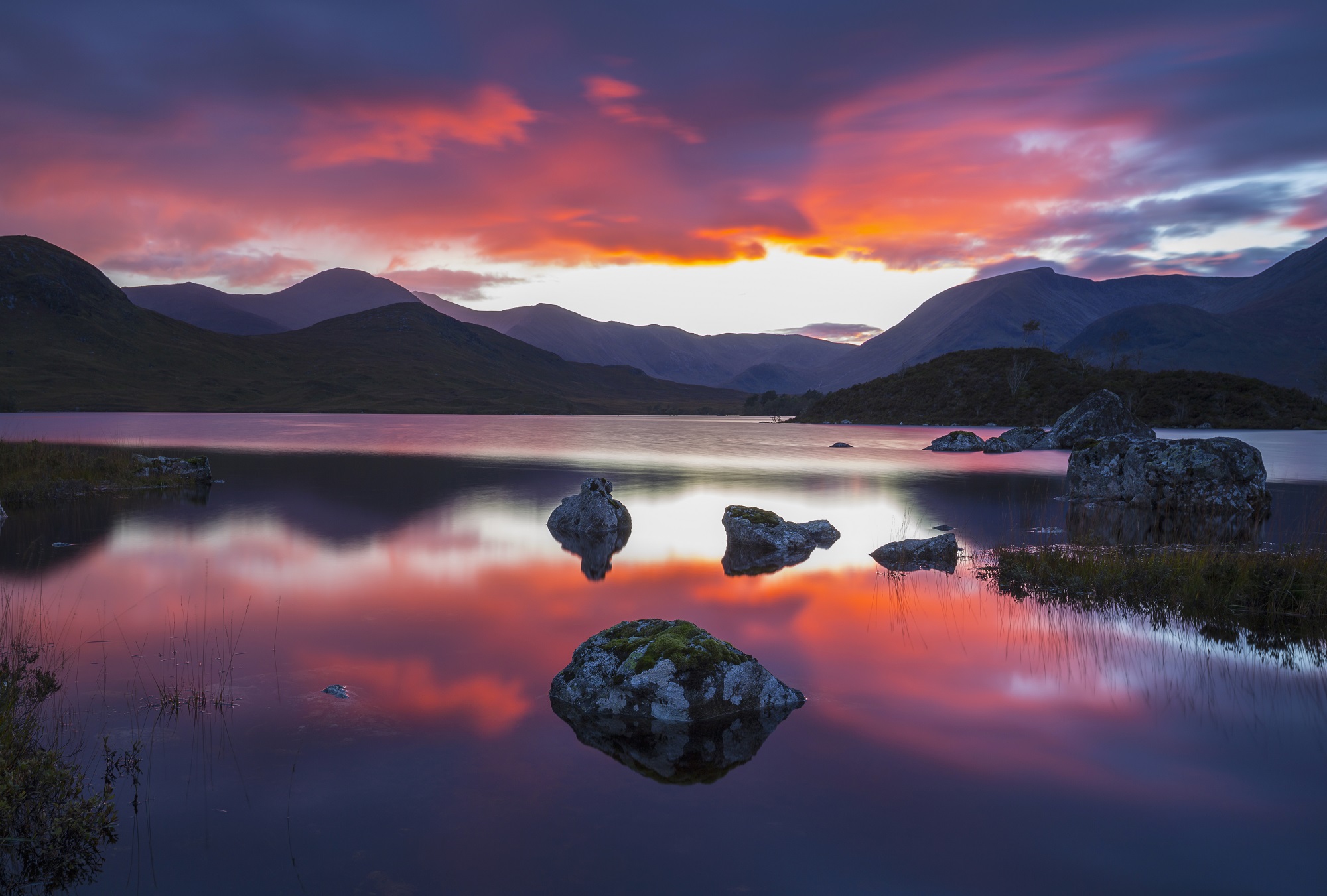 Sunset at Lochan Na H Achlaise, in The Highlands, Scotland