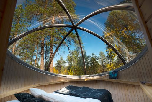 Inside an Aurora Bubble at the Wilderness Hotel Nellim, Finnish Lapland