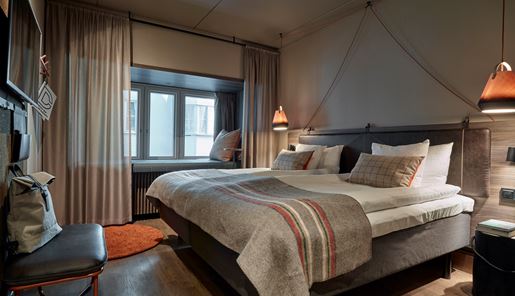 Double bedroom at Downtown Camper in Stockholm, Sweden