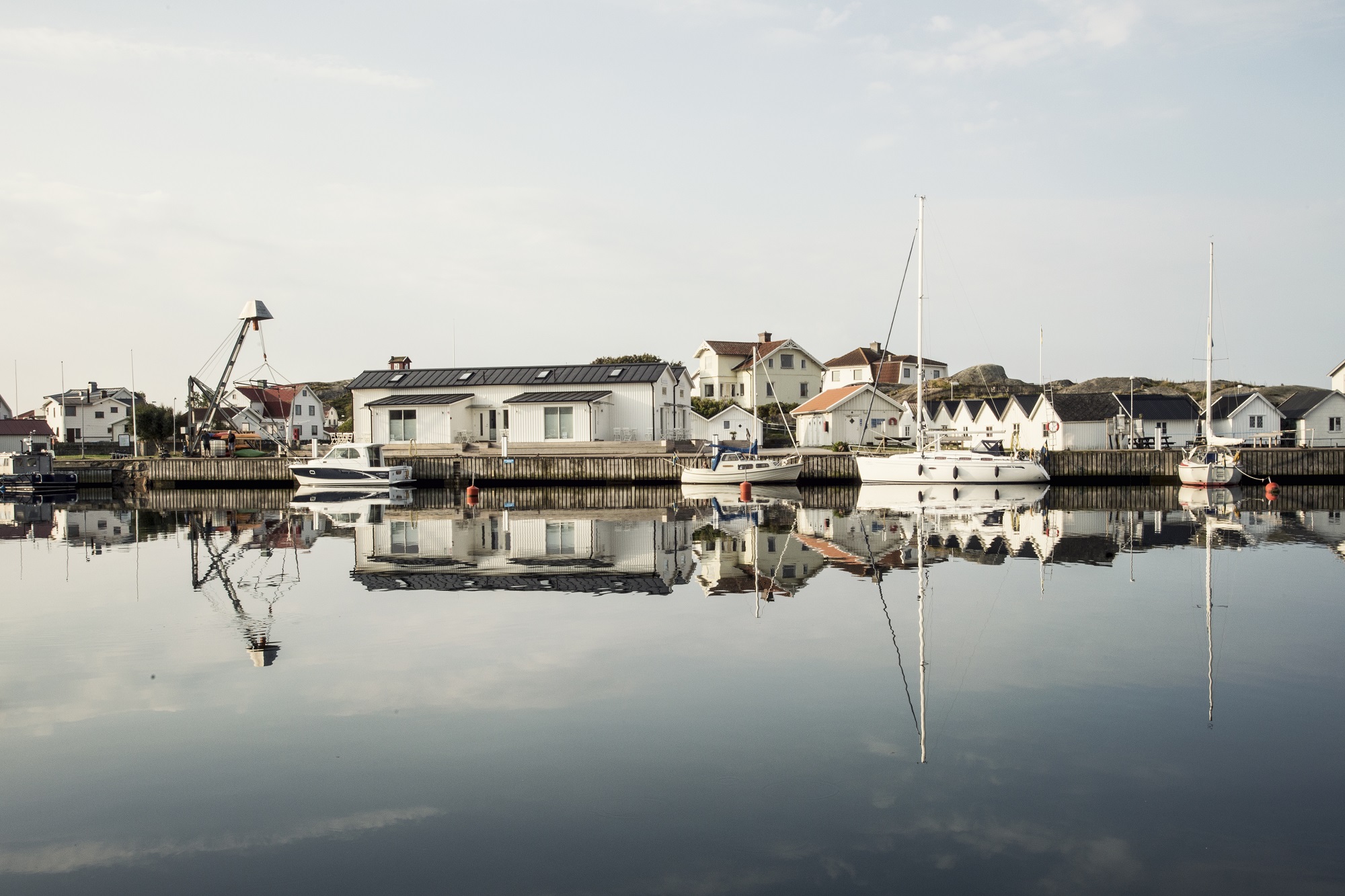 External view of Kajkanten boathouse on Vrango in the Gothenburg Archipelago, Sweden