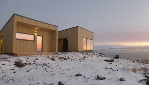 Exterior view of Varanger Lodge and sauna, Nesseby, Northern Norway