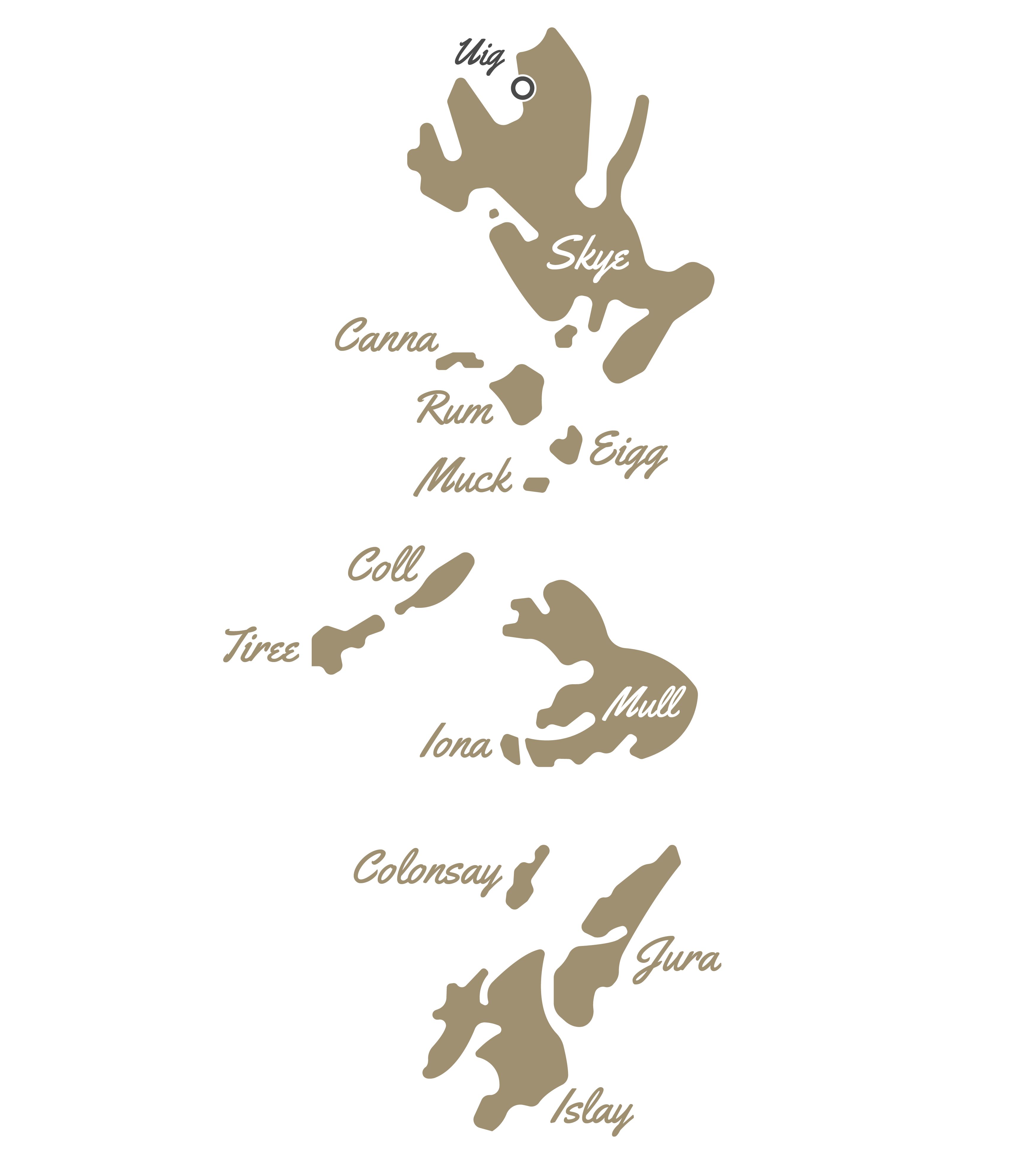Map of the islands of Scotland's Inner Hebrides