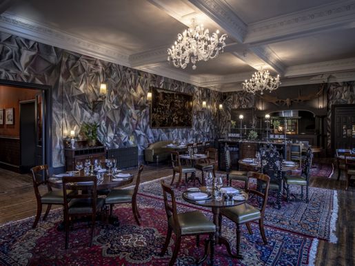 The Fife Arms, Braemar The Clunie Dining Room 01 With Walls Painted By Guillermo Kuitca 'Untitled' (2018), Photo Credit Sim Canetty Clarke