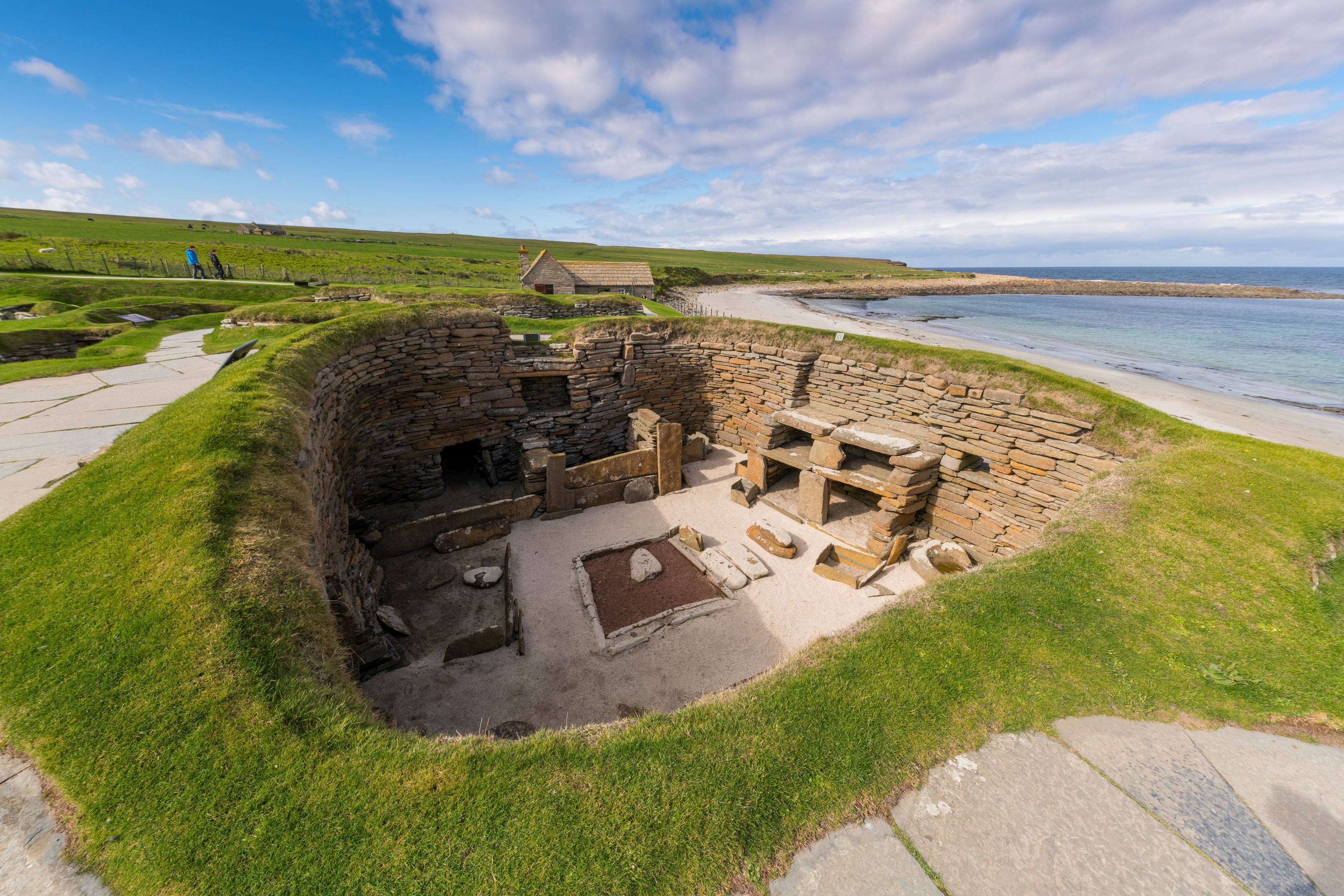 The stone-built Neolithic settlement and UNESCO World Heritage Site of Skara Brae on Mainland in Orkney, Scotland