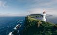 Lighthouse on the faroe islands on a cliff