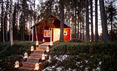 Loggers Lodge at dusk in Swedish Lapland