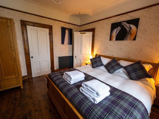 A double bedroom at Cantick Head Lighthouse on Orkney in Scotland