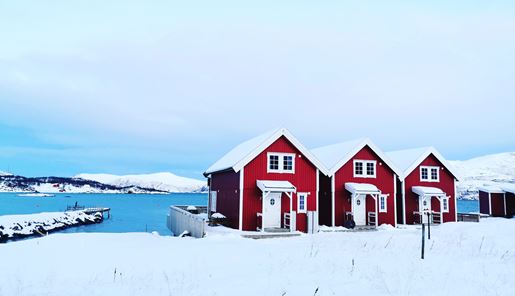 Vengsoy Rorber cabins in winter, Northern Norway