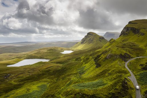 Driving the Quiraing on the Isle Of Skye in Scotland