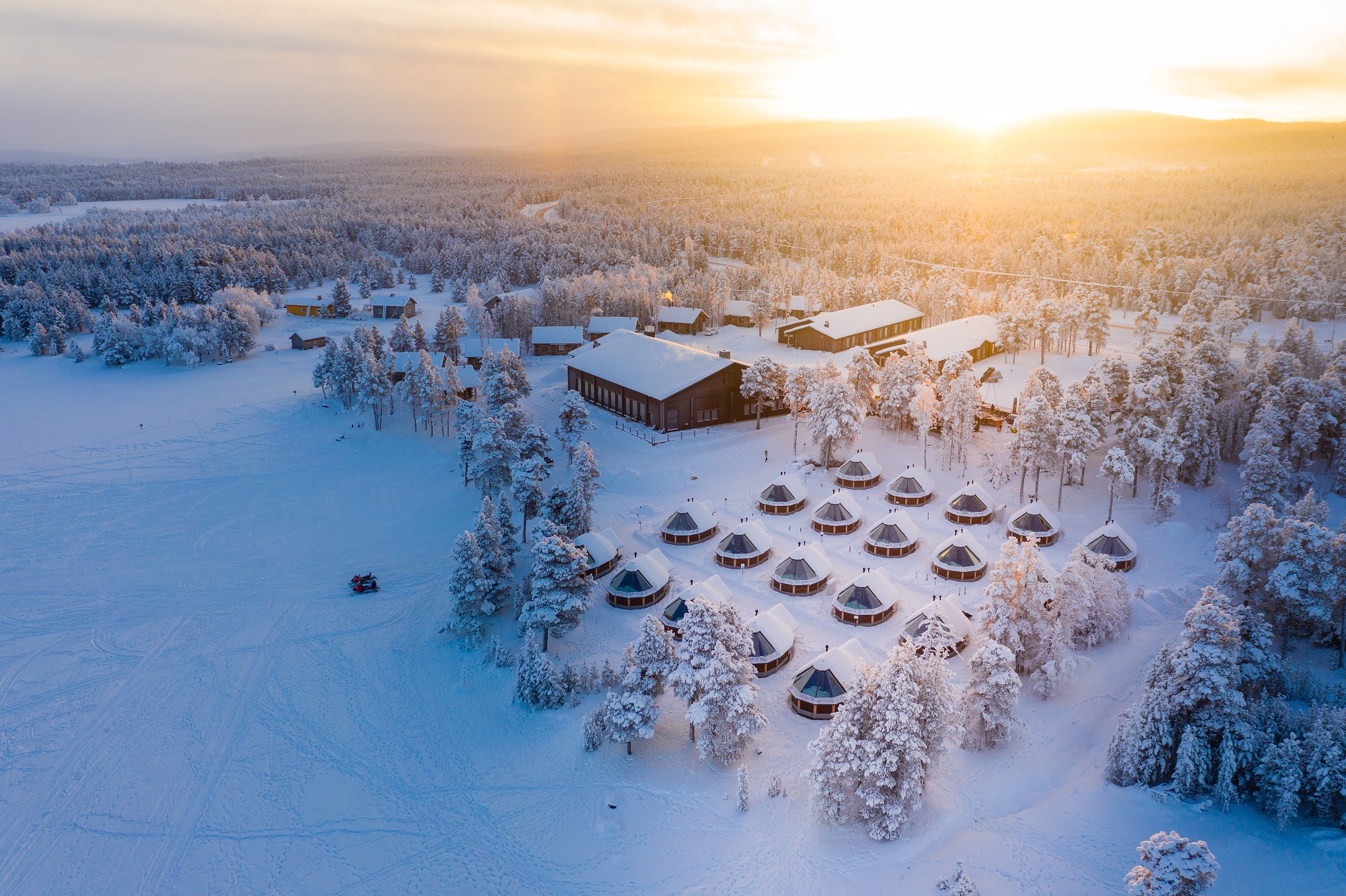 Wilderness Hotel Inari aerial view in winter