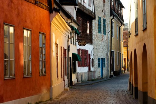 A narrow alley in a town in Southeast Sweden