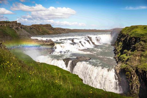 Gullfoss Waterfall in the summer in South Iceland
