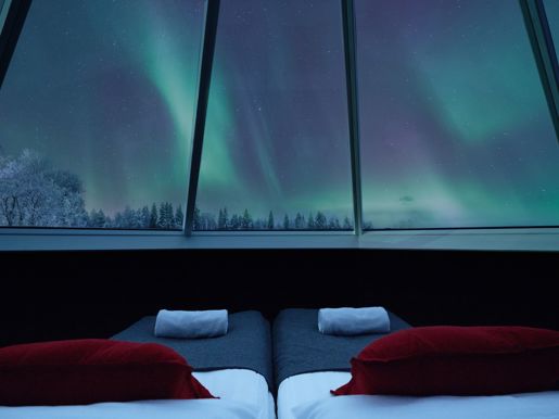 Apukka Aurora Cabin Interior Northern Lights